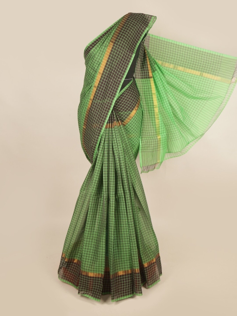 

Pothys Green & Brown Checked Zari Pure Cotton Saree