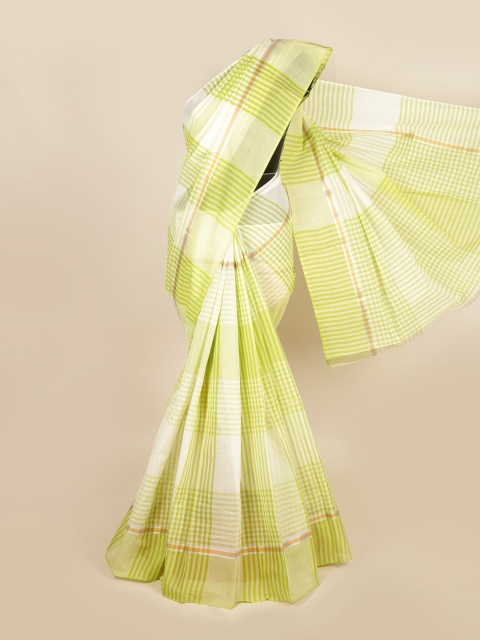 

Pothys Lime Green & White Checked Zari Pure Cotton Saree
