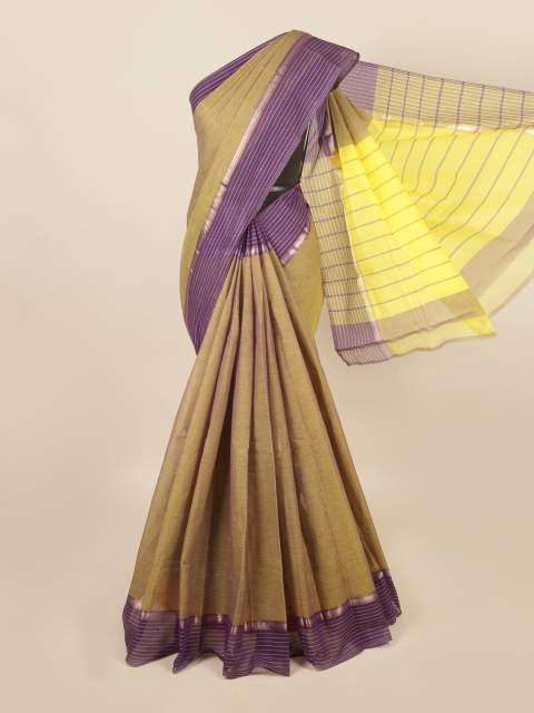 

Pothys Olive Green & Purple Zari Pure Cotton Saree