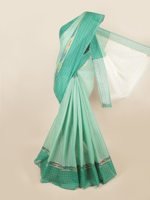 

Pothys Green & White Striped Zari Pure Cotton Saree