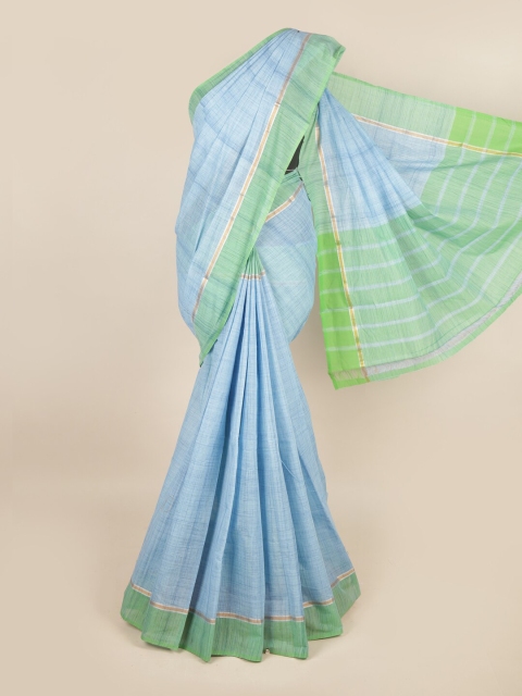 

Pothys Blue & Green Striped Zari Pure Cotton Saree