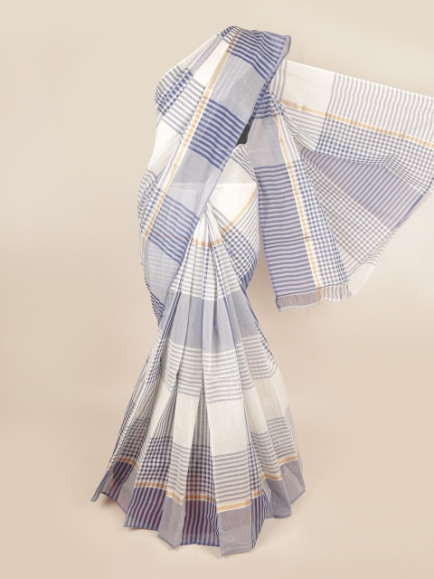 

Pothys White & Blue Striped Pure Cotton Saree