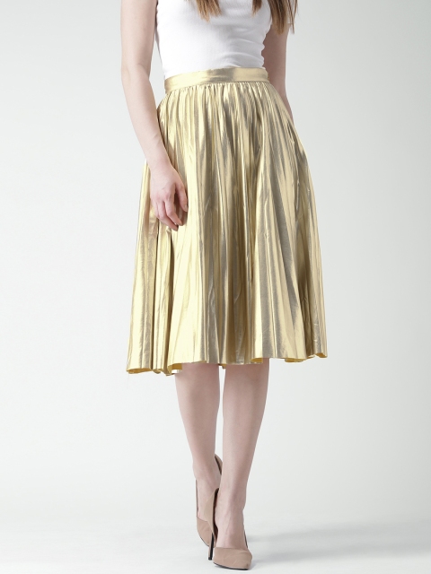 

FOREVER 21 Golden Midi Flared Skirt, Gold