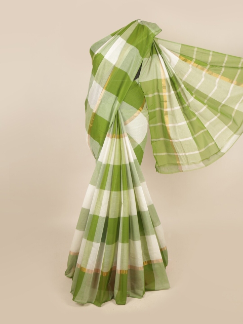 

Pothys Green & White Checked Zari Pure Cotton Saree