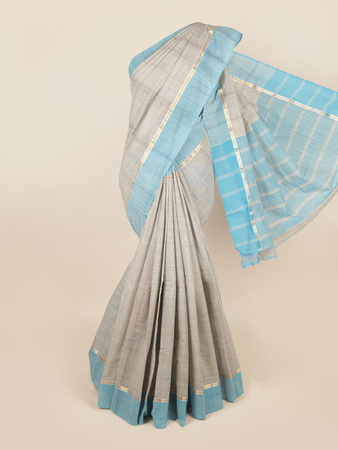 

Pothys Grey & Blue Zari Pure Cotton Saree