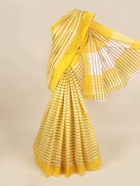 

Pothys Yellow & White Checked Zari Pure Cotton Heavy Work Saree