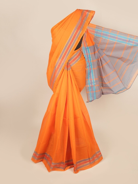 

Pothys Orange & Purple Zari Pure Cotton Saree