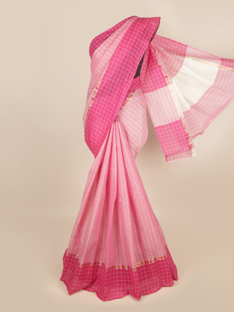 

Pothys Pink & White Striped Pure Cotton Saree