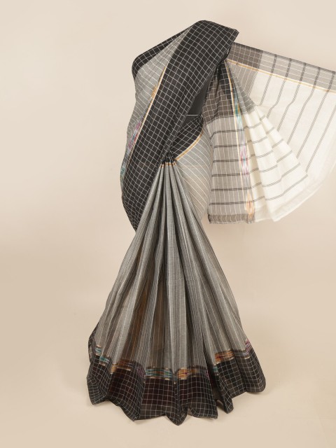 

Pothys Grey & Black Striped Pure Cotton Saree