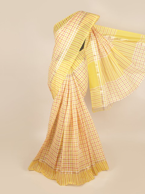 

Pothys Yellow & White Checked Zari Pure Cotton Saree
