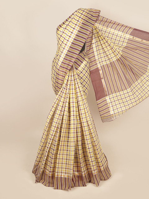 

Pothys Yellow & Purple Checked Zari Pure Cotton Saree