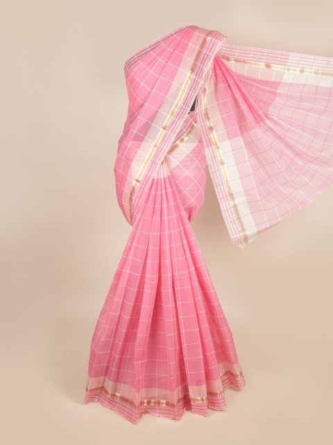 

Pothys Pink & White Checked Pure Cotton Saree
