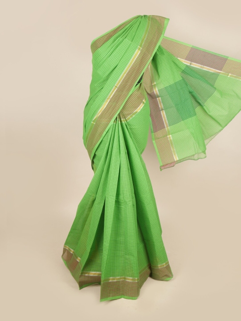 

Pothys Green & Purple Checked Zari Pure Cotton Saree
