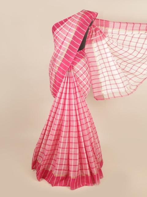 

Pothys Pink & White Checked Zari Pure Cotton Saree