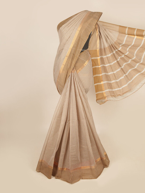 

Pothys Brown & White Checked Zari Pure Cotton Saree