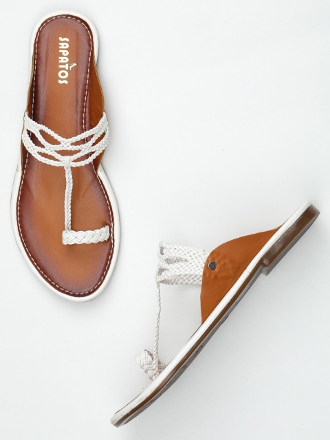 

SAPATOS Women White T-Strap Flats