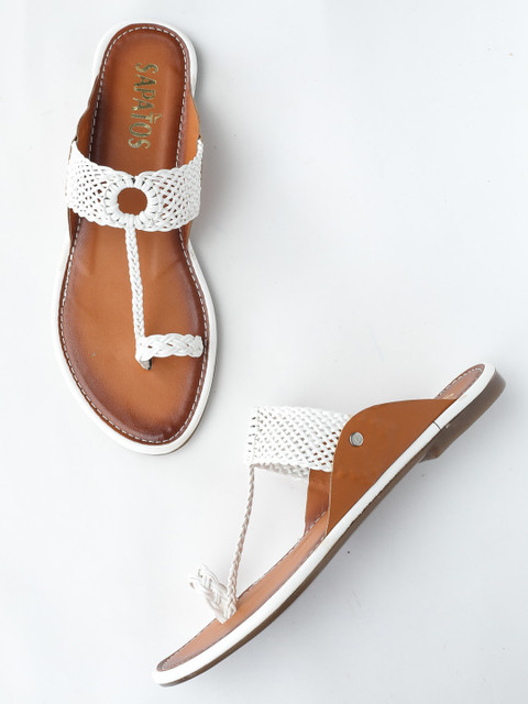 

SAPATOS Women White Embellished One Toe Flats