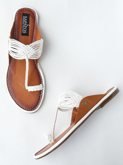 

SAPATOS Women White One Toe Flats with Bows
