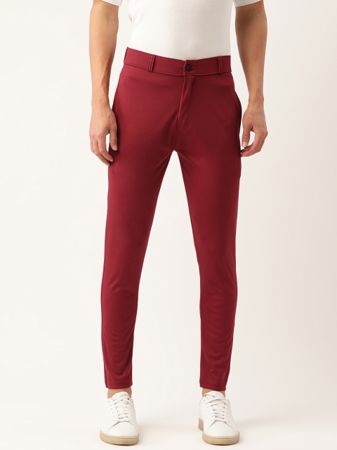 

PARIS HAMILTON Men Burgandy Rapid Dry Active Tights Lycra Trackpant, Burgundy