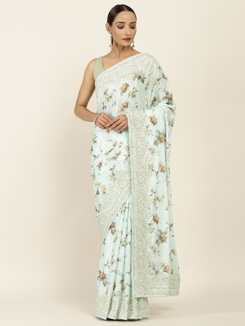 

Soch Green Floral Embroidered Pure Chiffon Saree