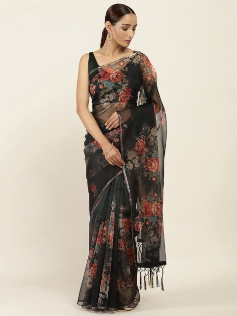 

Soch Black & Red Floral Art Silk Saree