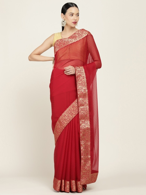 

Soch Maroon Pure Chiffon Saree