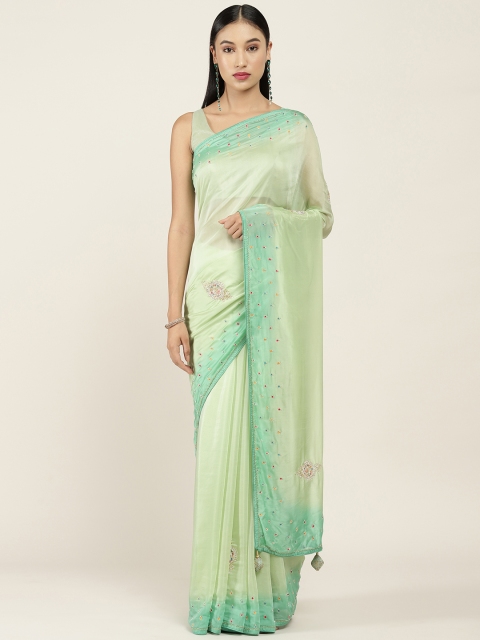 

Soch Green & Gold-Coloured Floral Zari Art Silk Saree