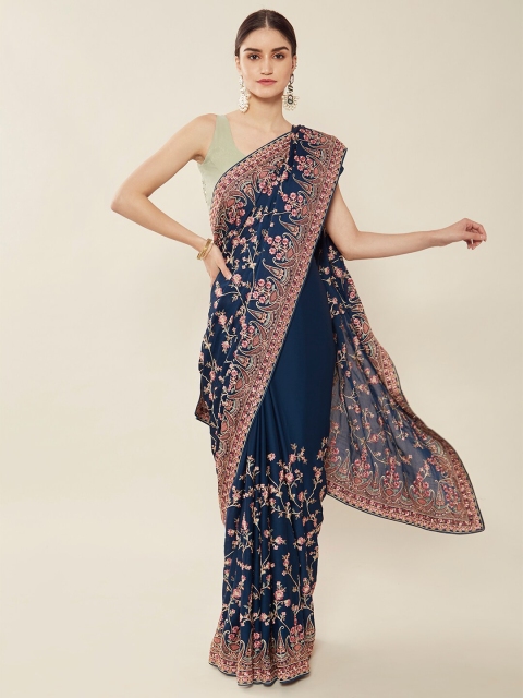 

Soch Blue Embroidered Georgette Saree