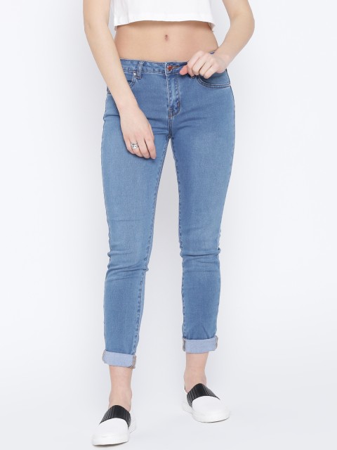 

FOREVER 21 Women Blue Mid-Rise Clean Look Jeans