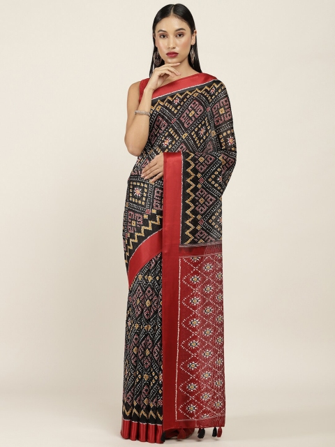 

Soch Black & Maroon Printed Silk Blend Saree
