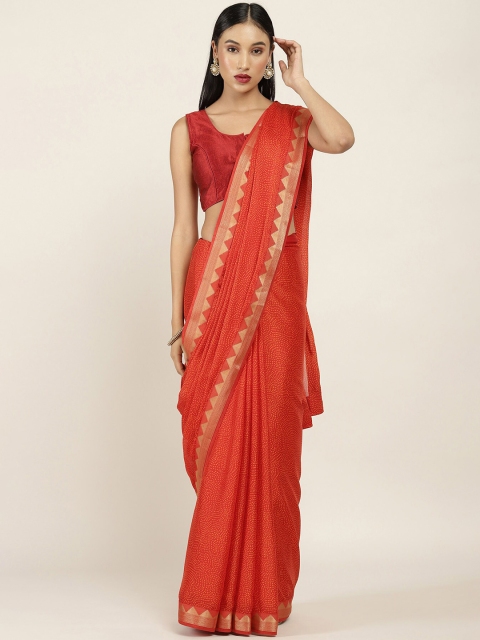 

Soch Rust & Gold-Coloured Printed Zari Saree