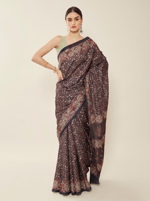 

Soch Black & Maroon Silk Blend Saree