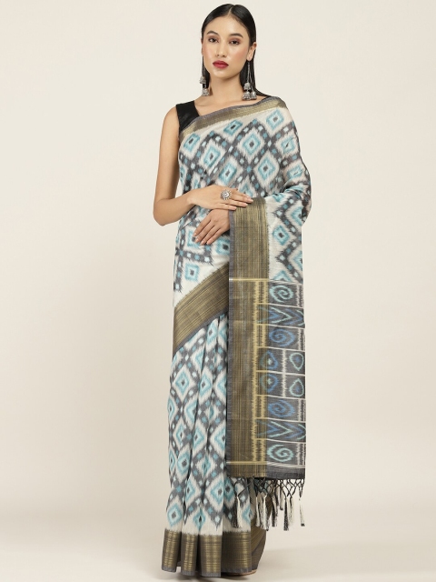

Soch Blue & White Ethnic Motifs Zari Art Silk Saree