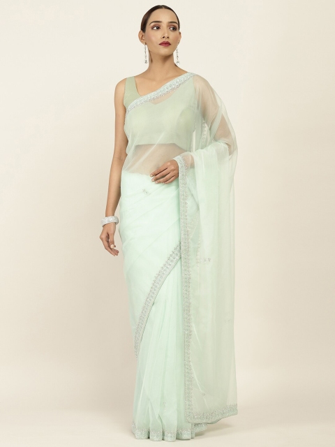 

Soch Green Beads and Stones Organza Saree