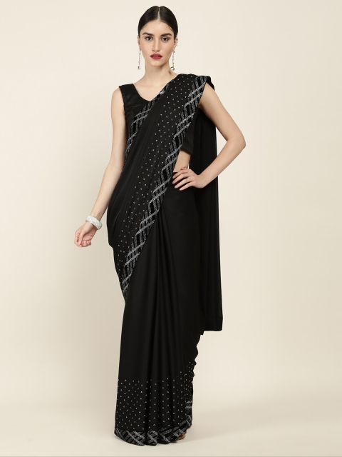 

Soch Black & Silver-Toned Beads and Stones Saree