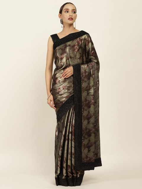 

Soch Gold-Toned & Black Beads and Stones Saree