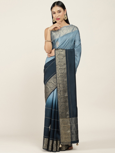 

Soch Blue & Teal Ethnic Motifs Zari Silk Blend Saree