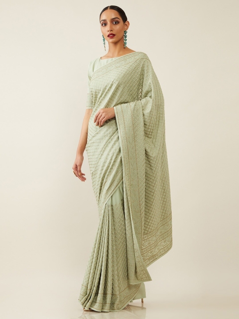 

Soch Green Embroidered Georgette Saree