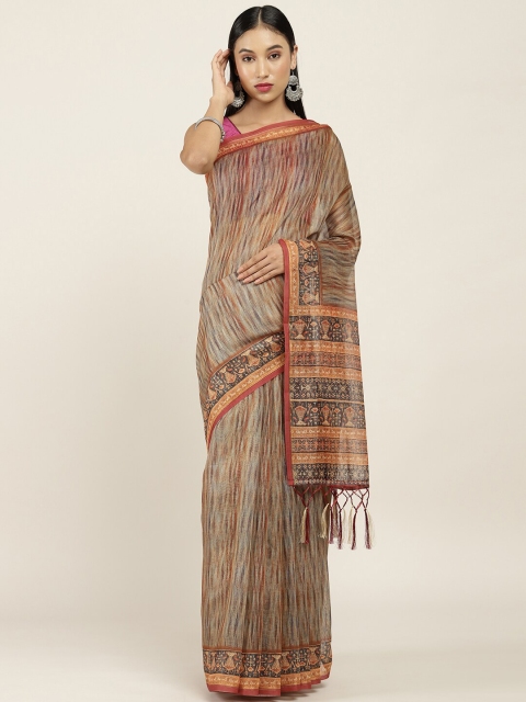 

Soch Rust & Black Printed Silk Blend Saree