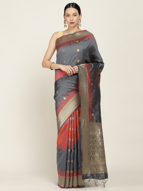 

Soch Grey & Gold-Toned Zari Art Silk Saree