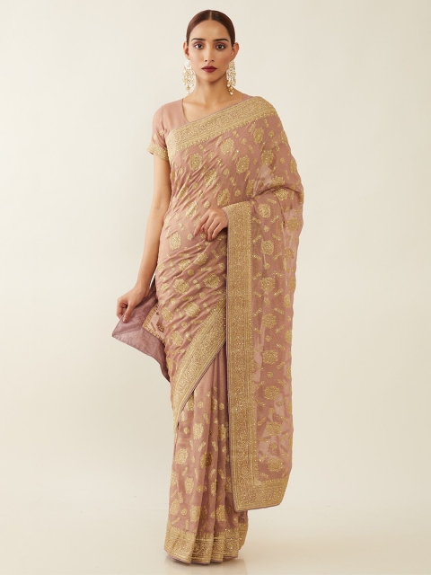 

Soch Purple & Gold-Toned Embroidered Saree