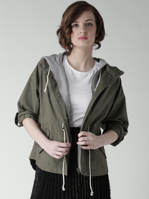

FOREVER 21 Olive Green Hooded Jacket