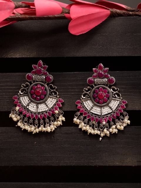 

Saraf RS Jewellery Magenta Contemporary Chandbalis Earrings