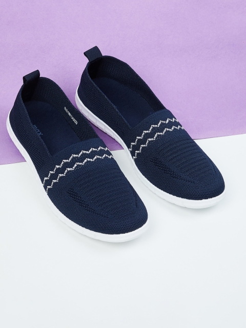 

max Women Navy Blue Striped PU Slip-On Sneakers