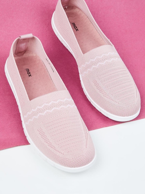 

max Women Pink Woven Design PU Slip-On Sneakers