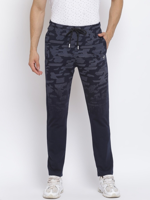 

MKH Men Navy Blue & White Printed Track Pants
