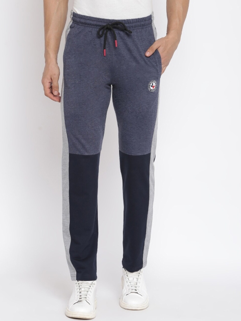 

MKH Men Navy Blue & Charcoal Grey Colorblocked Track Pants