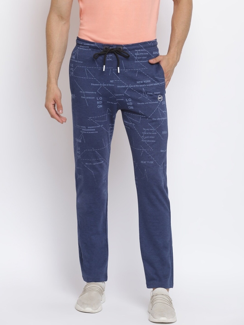 

MKH Men Navy Blue & White Printed Track Pants