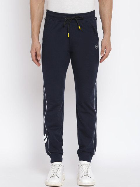 

MKH Men Navy Blue & White Solid Joggers
