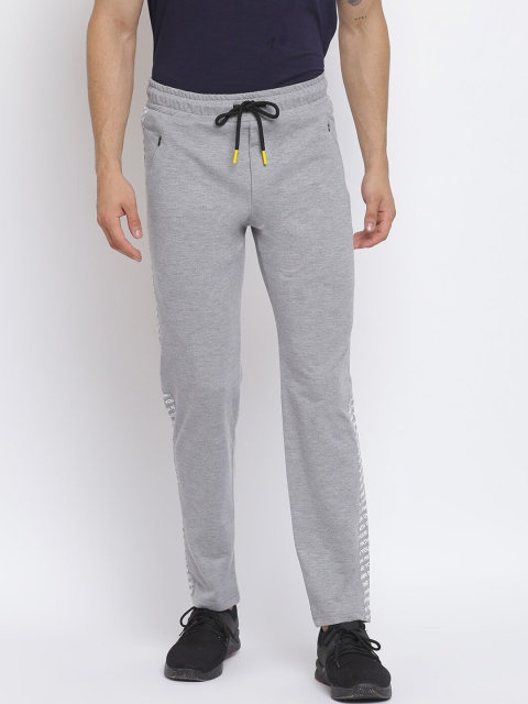 

MKH Men Grey Melange & White Solid Track Pants